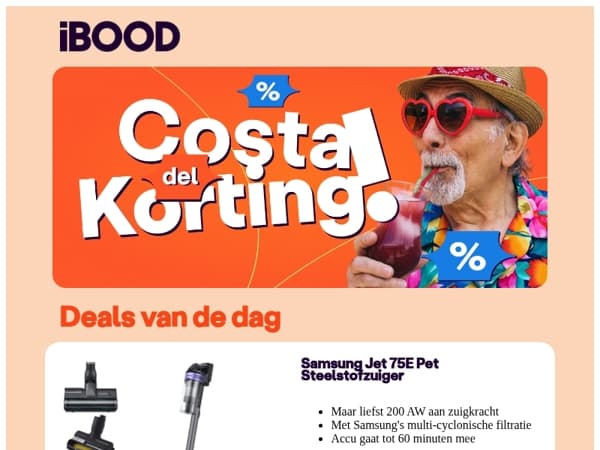 Laatste dag Costa del Korting! Vandaag Samsung Jet 75E Pet Steelstofzuiger voor 179,00