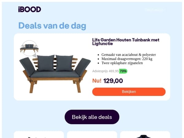 Nu: Lifa Garden Houten Tuinbank met Ligfunctie voor slechts 129,00 !