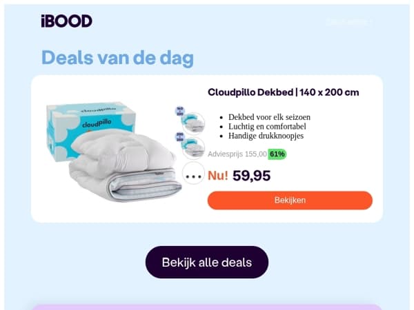 Nu: Cloudpillo Dekbed | 140 x 200 cm voor slechts 59,95 !