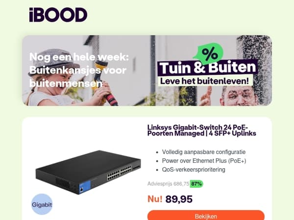 Nu: Linksys Gigabit-Switch 24 PoE-Poorten Managed | 4 SFP+ Uplinks voor 89,95