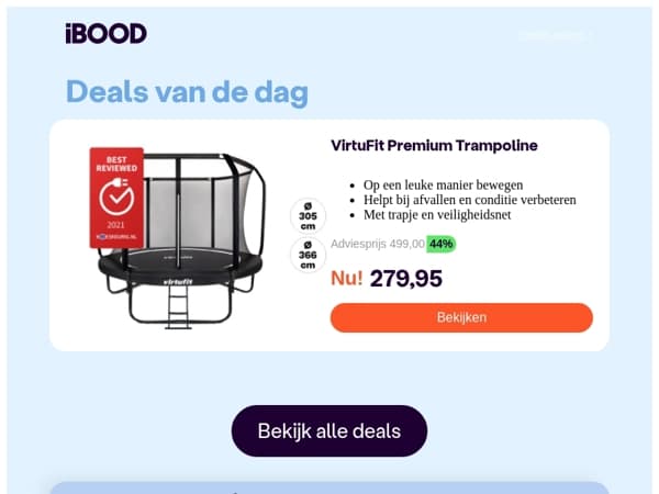 Nu: VirtuFit Premium Trampoline voor slechts 279,95 !