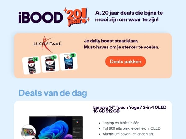 Nu: Lenovo 14” Touch Yoga 7 2-in-1 OLED 16 GB 512 GB voor slechts 699,00 !