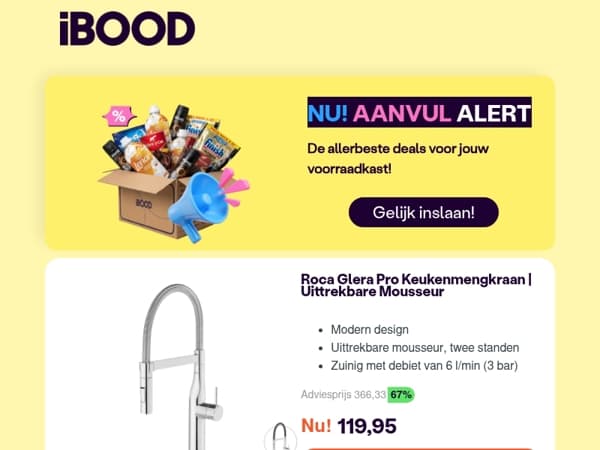 Nu: Roca Glera Pro Keukenmengkraan | Uittrekbare Mousseur voor slechts 119,95 !