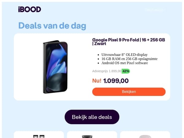 Nu: Google Pixel 9 Pro Fold | 16 + 256 GB | Zwart voor slechts 1.099,00 !