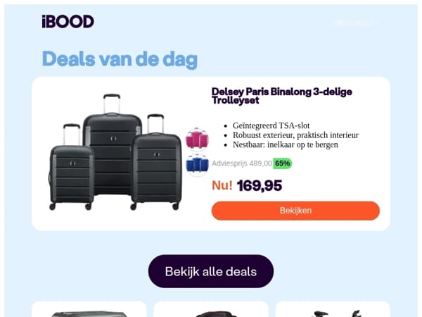 Nu: Delsey Paris Binalong 3-delige Trolleyset voor slechts 169,95 !