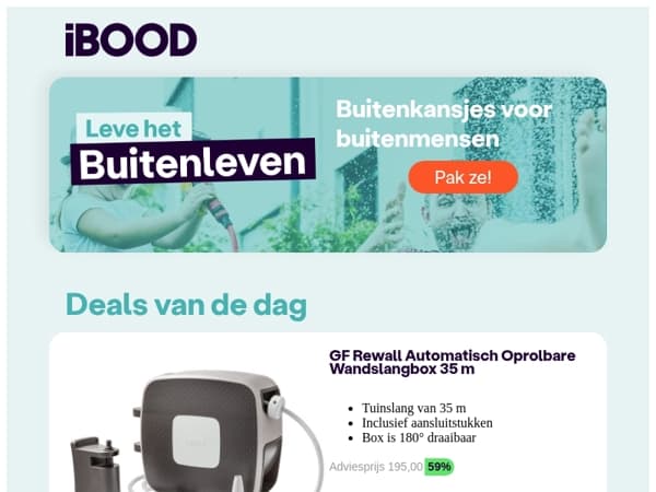 Het Buitenleven gaat door... Nu GF Rewall Automatisch Oprolbare Wandslangbox 35 m voor 79,95