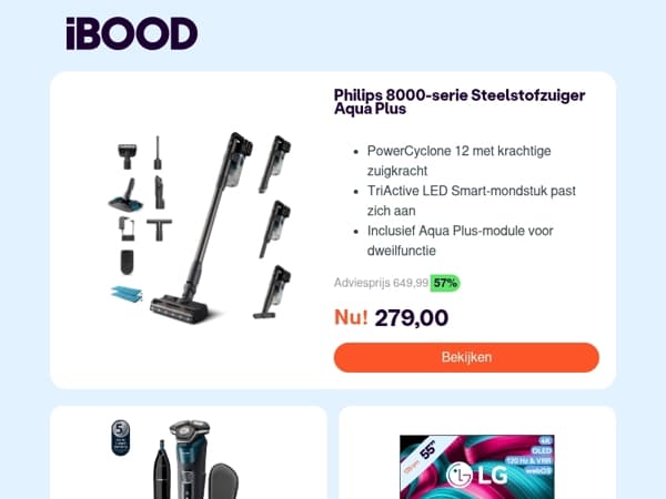 Nu: Philips 8000-serie Steelstofzuiger Aqua Plus voor slechts 279,00 !
