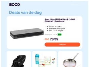 79,95 : Acer 12-in-1 USB-C Dock | HDMI | Ethernet | Kaartlezer