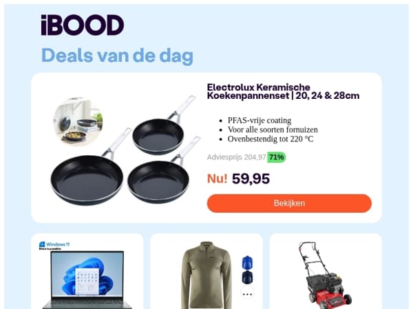 Nu: Electrolux Keramische Koekenpannenset | 20, 24 & 28cm voor 59,95