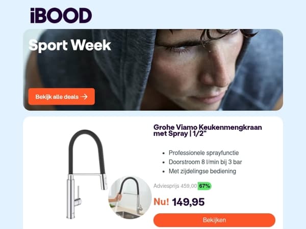 Nu: Grohe Viamo Keukenmengkraan met Spray | 1/2" voor slechts 149,95 !