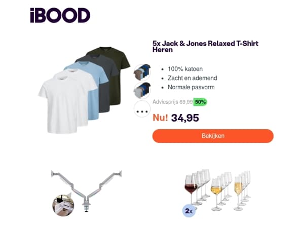 Nu: 5x Jack & Jones Relaxed T-Shirt Heren voor slechts 34,95 !