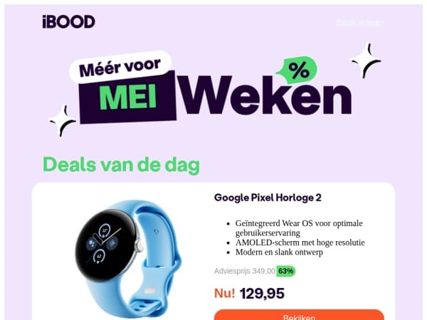 Nu: Google Pixel Horloge 2  voor slechts 129,95 !