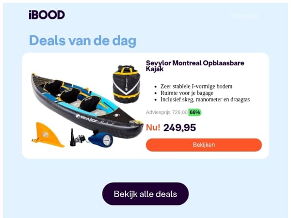 Nu: Sevylor Montreal Opblaasbare Kajak voor slechts 249,95 !