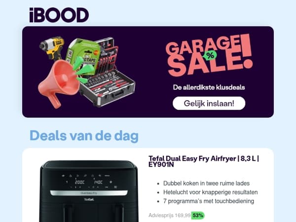 Nu: Tefal Dual Easy Fry Airfryer | 8,3 L | EY901N voor 79,95