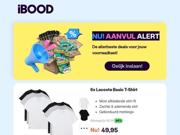Nu: 6x Lacoste Basic T-Shirt voor 49,95