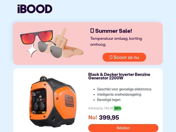Nu: Black & Decker Inverter Benzine Generator 2200W voor slechts 399,95 !