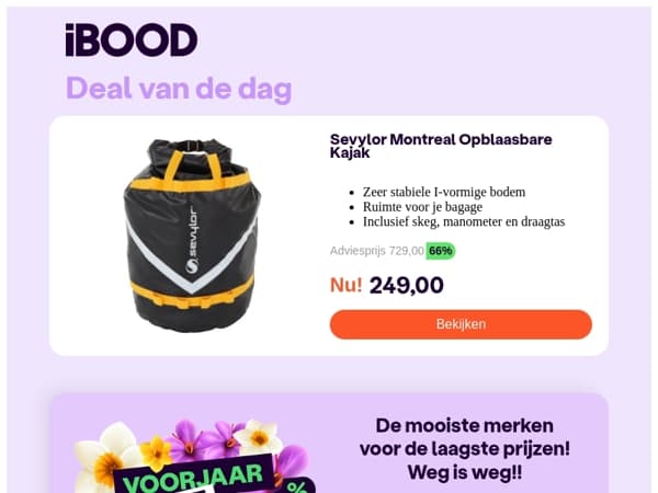🌷VoorJAAR=VoorDEEL! Sevylor Montreal Opblaasbare Kajak voor 249,00