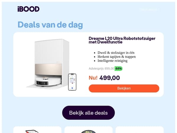 Nu: Dreame L20 Ultra Robotstofzuiger met Dweilfunctie voor slechts 499,00 !