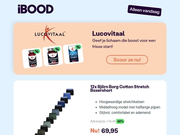 Nu: 12x Björn Borg Cotton Stretch Boxershort voor 69,95