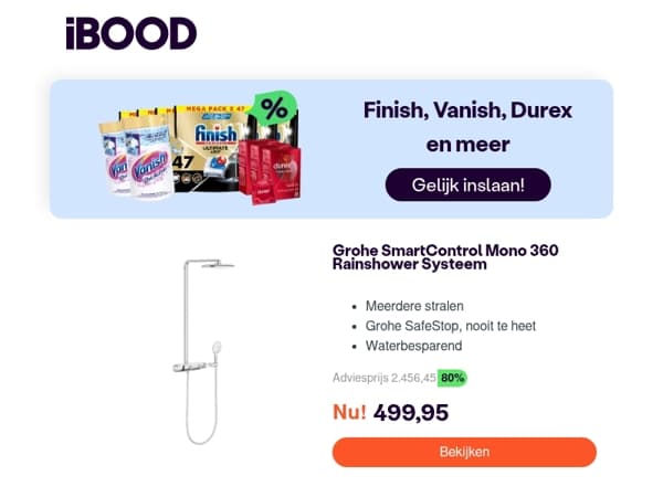 Nu: Grohe SmartControl Mono 360 Rainshower Systeem  voor 499,95