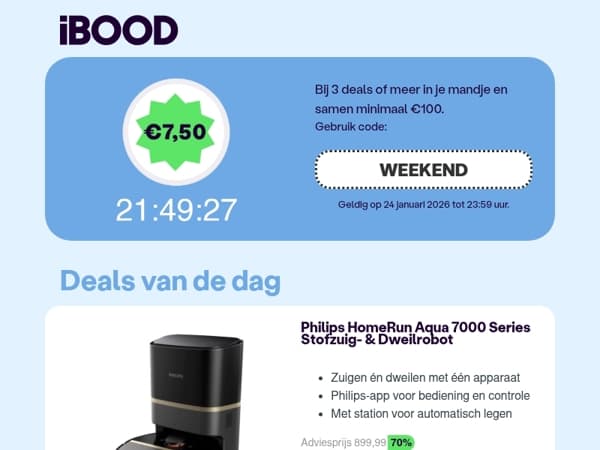 Vandaag: €7,50 korting op je bestelling! 💸