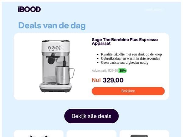 Nu: Sage The Bambino Plus Espresso Apparaat voor slechts 329,00 !