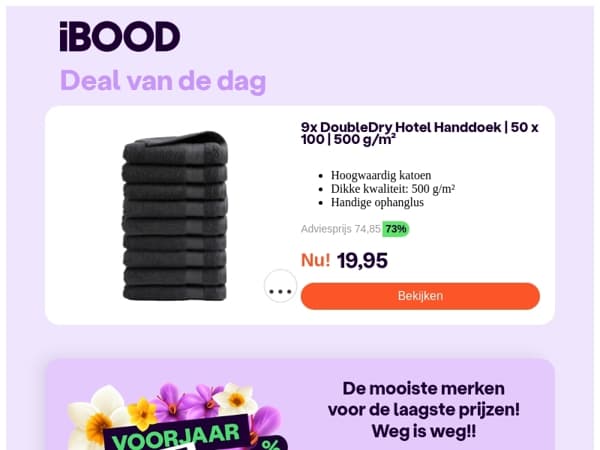 🌷VoorJAAR=VoorDEEL! 9x DoubleDry Hotel Handdoek | 50 x 100 | 500 g/m² voor 19,95