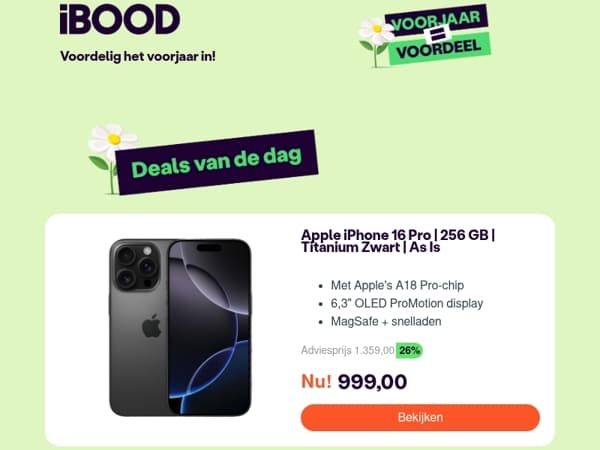 Nu: Apple iPhone 16 Pro | 256 GB | Titanium Zwart | As Is voor 999,00