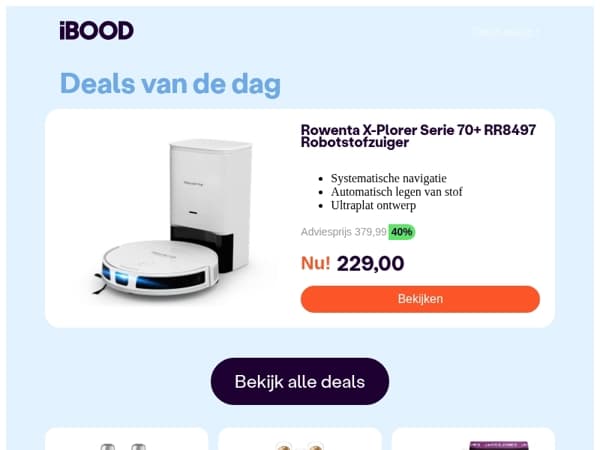 Nu: Rowenta X-Plorer Serie 70+ RR8497 Robotstofzuiger voor slechts 229,00 !