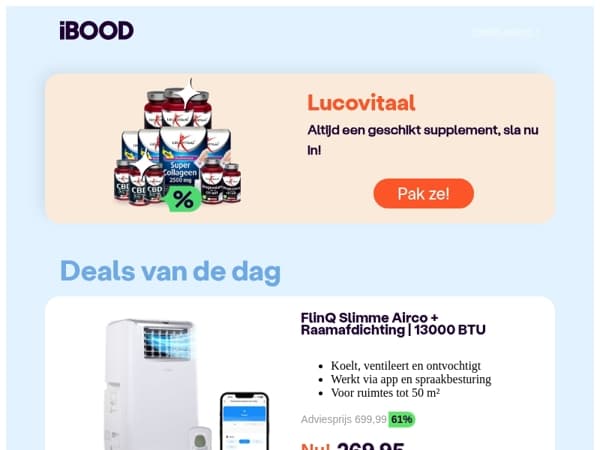 Nu: FlinQ Slimme Airco + Raamafdichting | 13000 BTU voor slechts 269,95 !