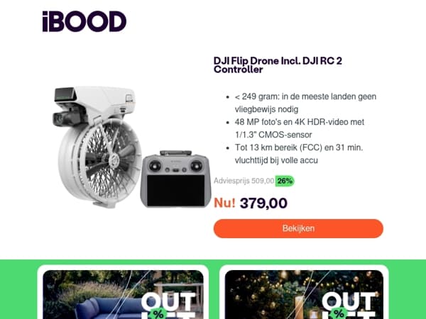 Nu: DJI Flip Drone Incl. DJI RC 2 Controller voor slechts 379,00