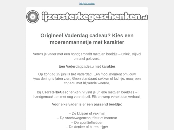 Origineel Vaderdag cadeau? Kies een moerenmannetje met karakter