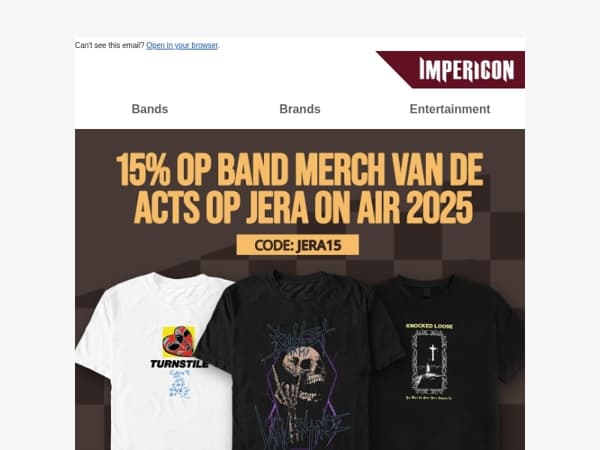 🎸15% korting op bandmerch van de Jera On Air 2025 line-up!
