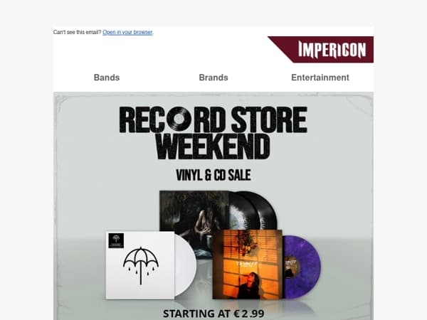 💿 Record Store Weekend: Vinyl & CDs starting at 2.99€