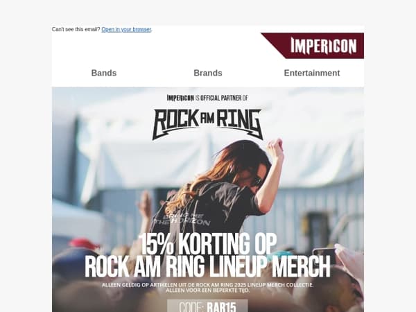 🎸 15% korting op bandmerch van de Rock am Ring line-up – alleen dit weekend!