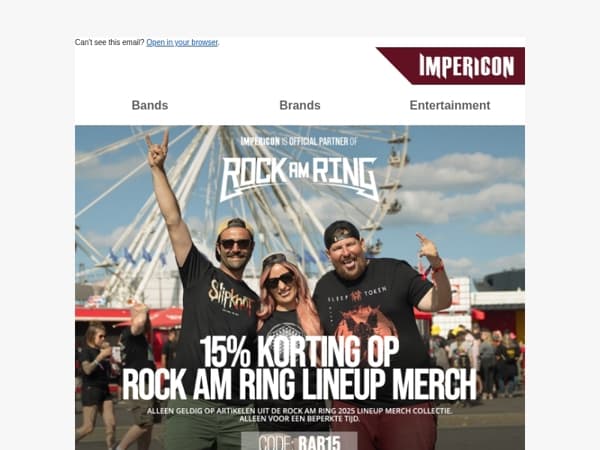 🔥 Laatste kans: 15% korting op bandmerch van de Rock am Ring 2025 line-up!