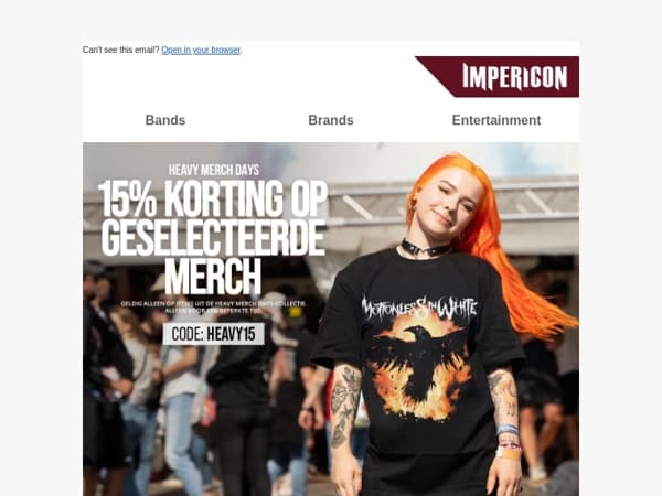 🤘Heavy Merch Days: 15% korting op geselecteerde merch van je favoriete bands
