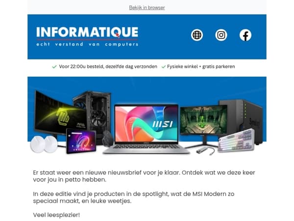 De Informatique nieuwsbrief is er weer! 💥