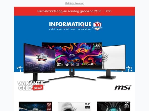 Vakantiegeld deals op MSI monitoren!