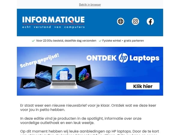 De Informatique nieuwsbrief is er weer! 💥