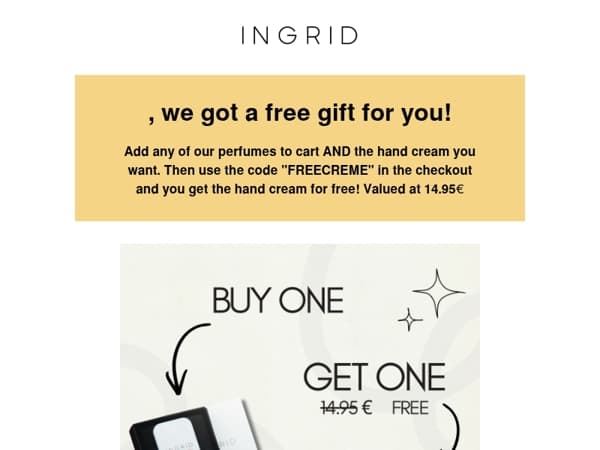 Only today! Free gift with every order. Valued at 14.95€