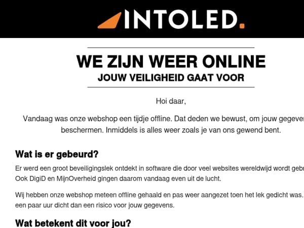 Vandaag even offline, voor jouw veiligheid