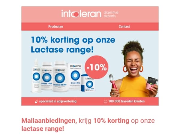 Mailaanbiedingen, krijg 10% korting op je favoriete lactase product!