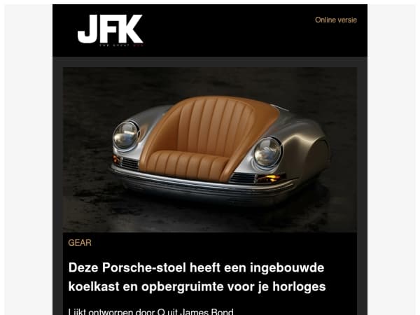 Deze Porsche-stoel heeft een ingebouwde koelkast en opbergruimte voor je horloges