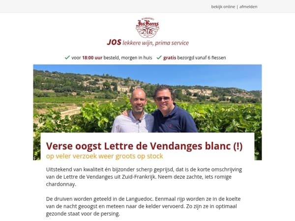 Verse oogst Lettre de Vendanges blanc (!)