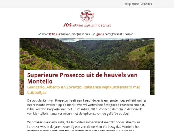 Superieure Prosecco uit de heuvels van Montello