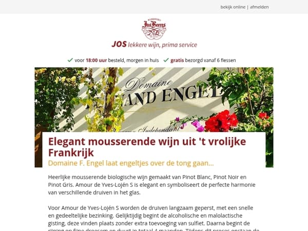 Elegant mousserende wijn uit 't vrolijke Frankrijk