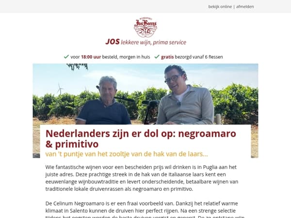 Nederlanders zijn er dol op: negroamaro & primitivo