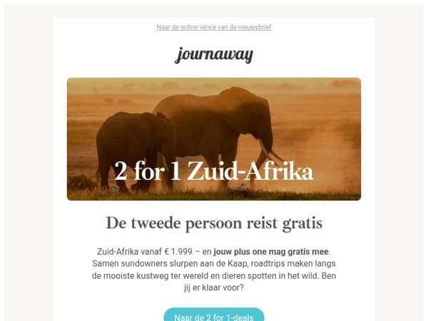 2 for 1 Zuid-Afrika: neem je reismaatje gratis mee