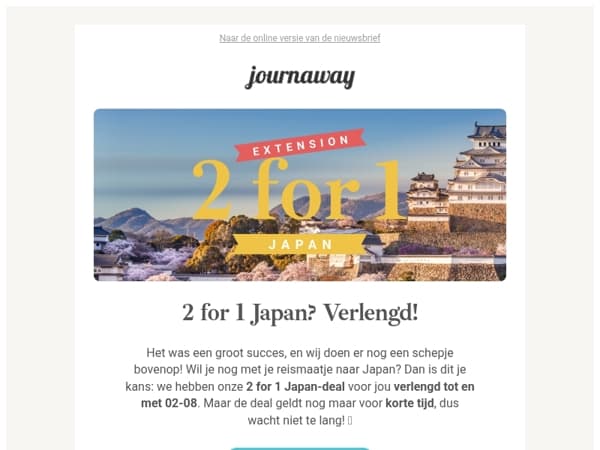 Verlengd: 2 for 1 Japan vanaf € 2.199! 🤩